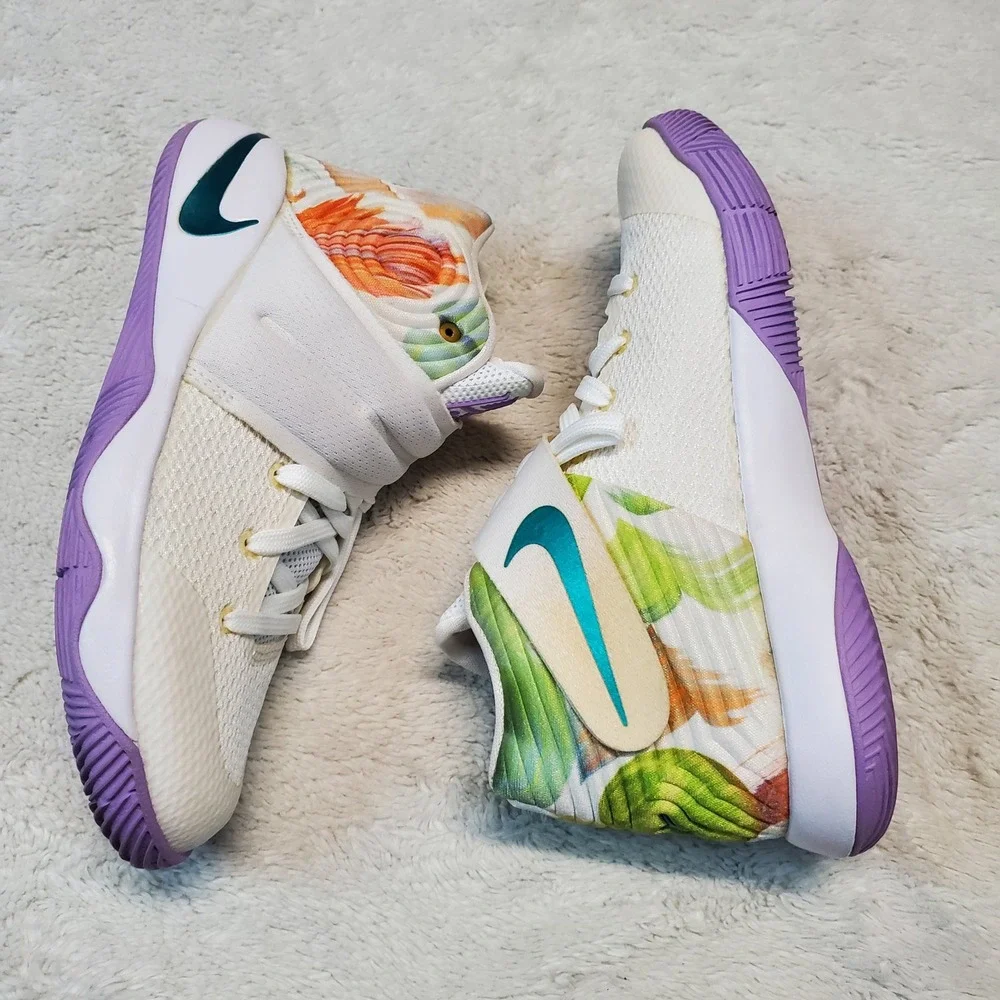 Nike Kyrie 2 White Lilac Purple Easter Colorful Casual Logo Mid Top Sneaker 6 Y